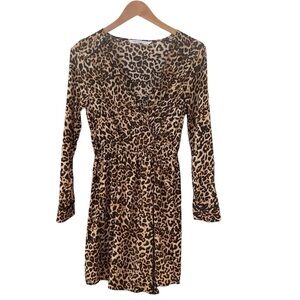 Zara Women’s Sz Small Faux Wrap Dress  Leopard Print Animal Print
